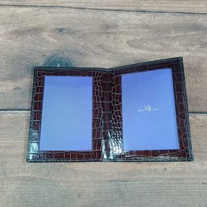 Graphic Image Crocodile Embossed Leather Photo Album Folio Brown